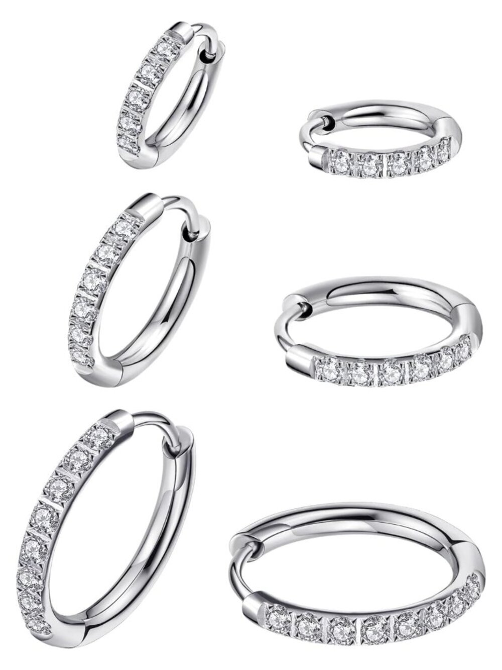 316L Surgical Steel Huggie Hoop Earrings Set Hypoallergenic